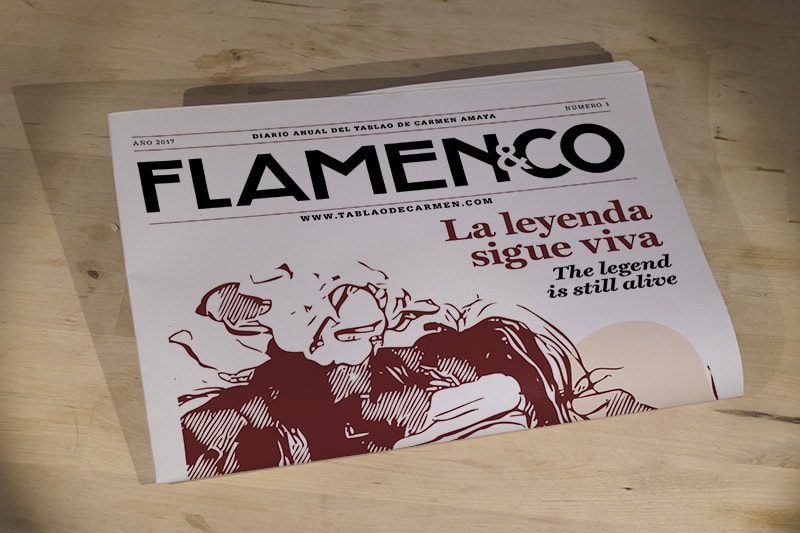 Portada del diseño de periódico Flamenco del Tablao de Carmen diseñado por Pedro Franquet