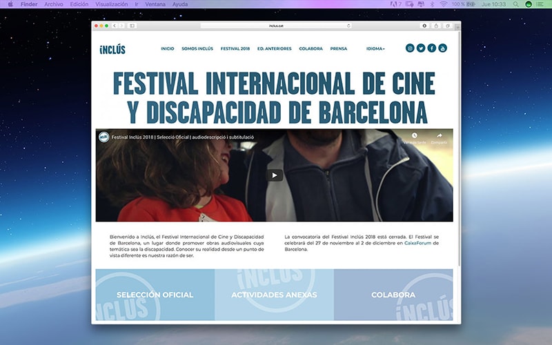 Fotograma de la web del festival inclus
